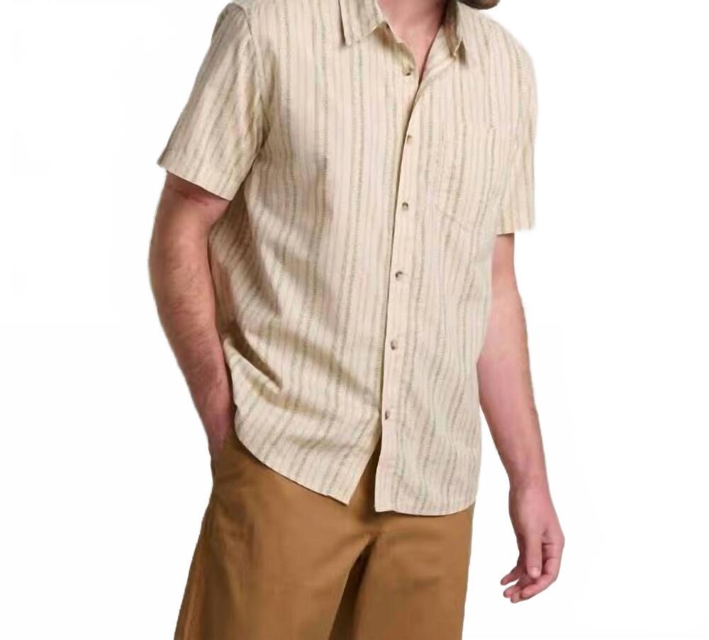 NEW TOAD&CO fletch short-sleeve shirt in salt vertical print